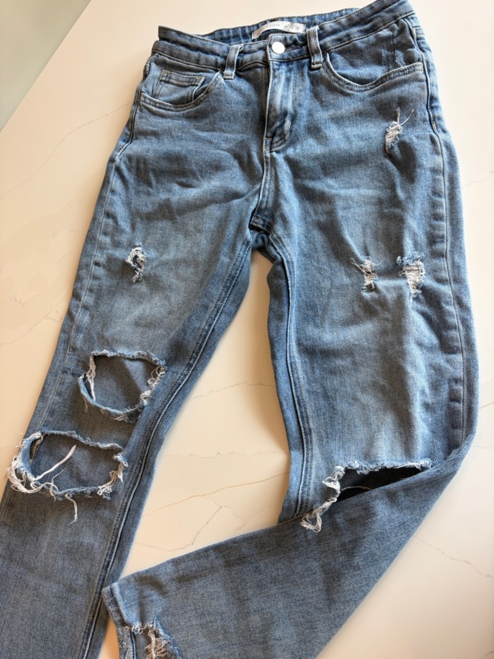 Altar'd State Distressed Straight-Leg Jeans - Light Blue